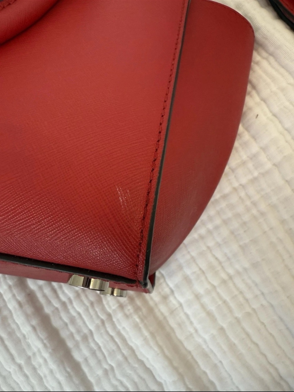 Michael Kors Selma Red Saffiano Satchel with Top Handles - Picture 7 of 7